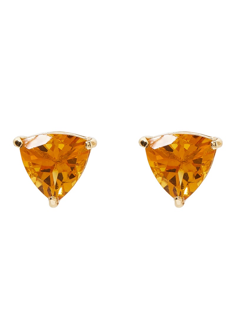 Capri Gold 18 Karat Gold Citrine Trilliant Earrings - Image 1