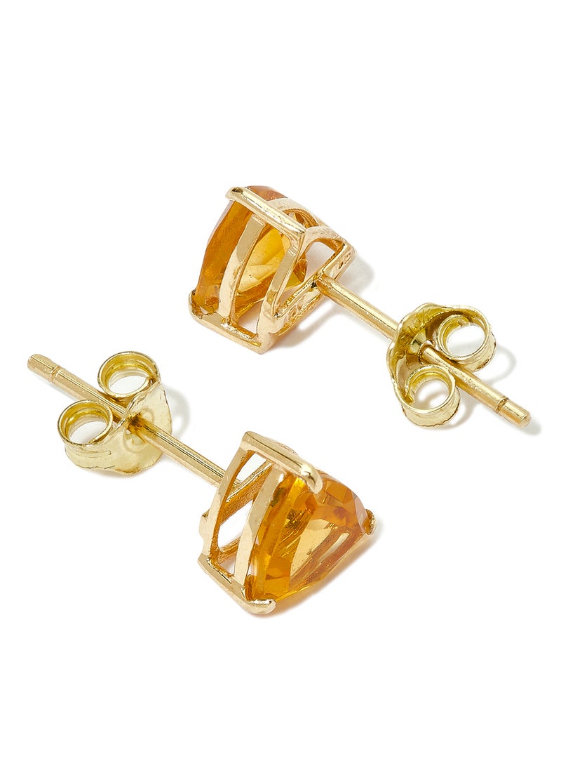 Capri Gold 18 Karat Gold Citrine Trilliant Earrings - Image 2