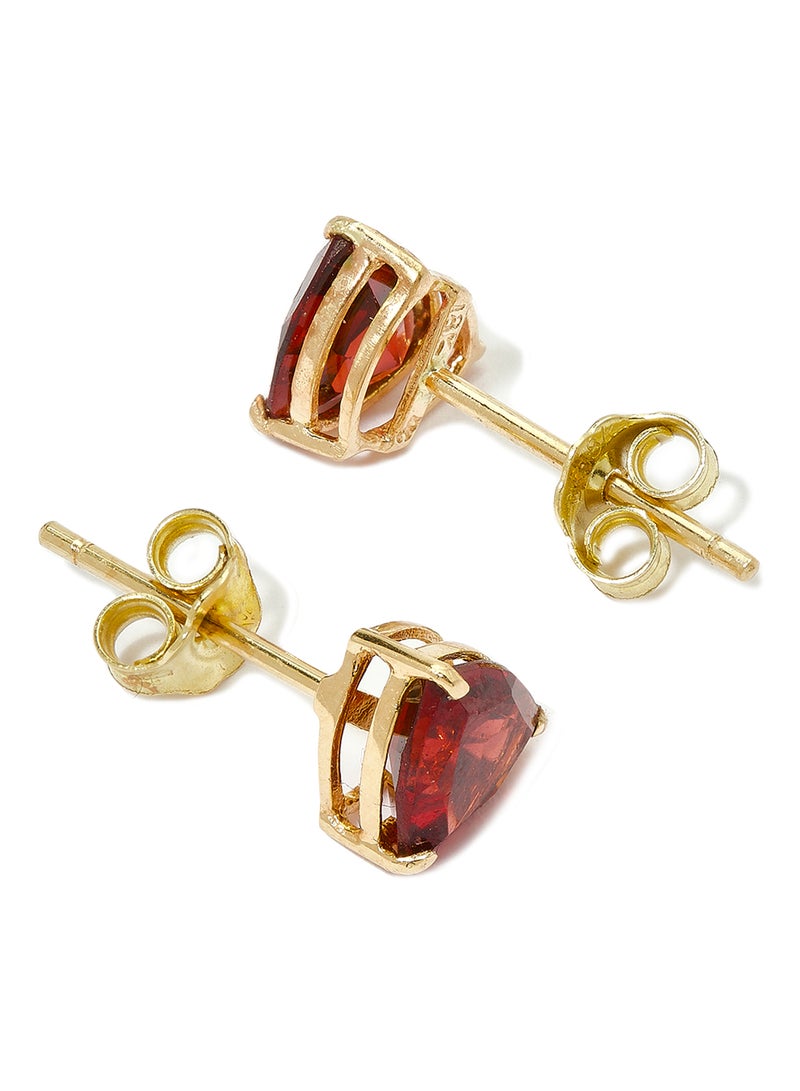 Capri Gold 18 Karat Gold Garnet Trilliant Earrings - Image 2