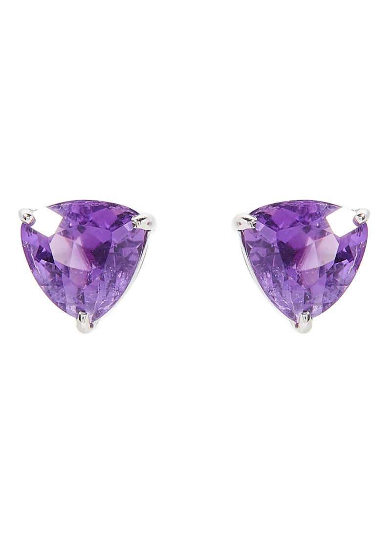 Capri Gold 18 Karat White Gold Amethyst Trilliant Earrings  - Image 1