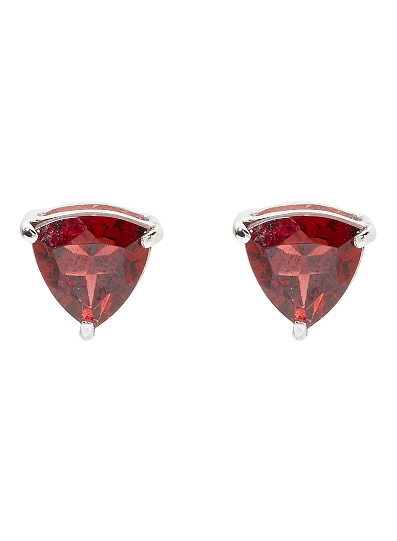 Capri Gold 18 Karat White Gold Garnet Trilliant Earrings - Image 1