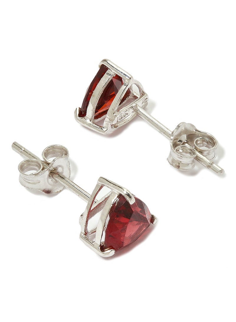 Capri Gold 18 Karat White Gold Garnet Trilliant Earrings - Image 2