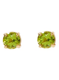Peridot Round Earrings In 18K Gold