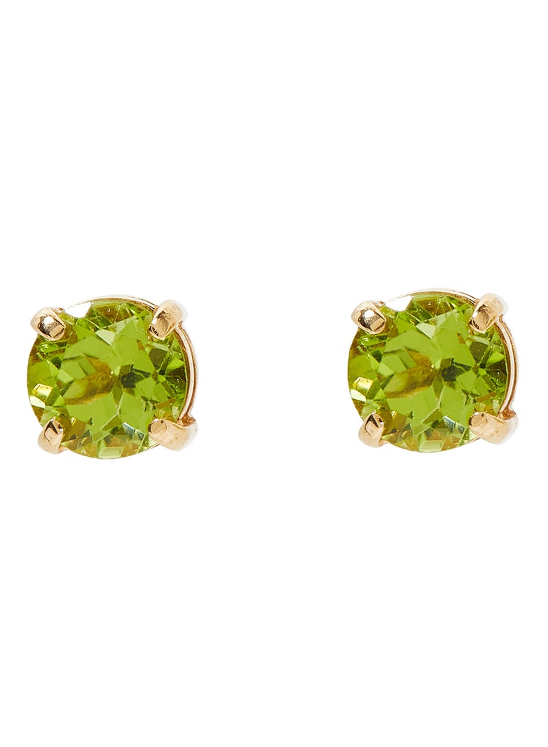 Capri Gold Peridot Round Earrings In 18K Gold  - Image 1
