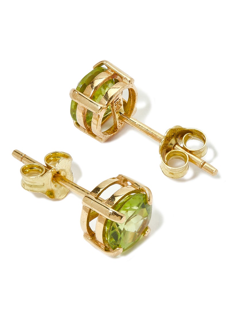 Capri Gold Peridot Round Earrings In 18K Gold  - Image 2