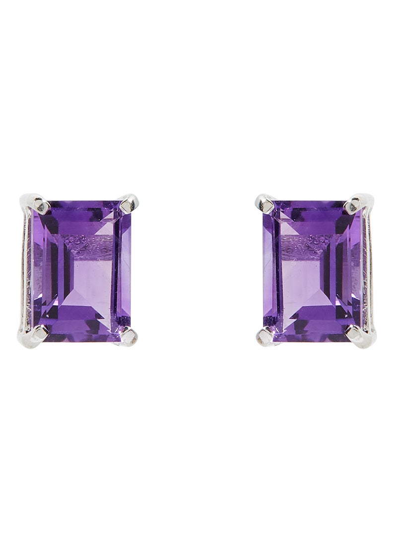 Capri Gold 18 Karat White Gold Amethyst Rectangular Earrings  - Image 1
