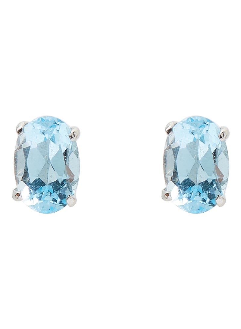 Capri Gold 18 Karat White Gold Aquamarine Oval Earrings - Image 1