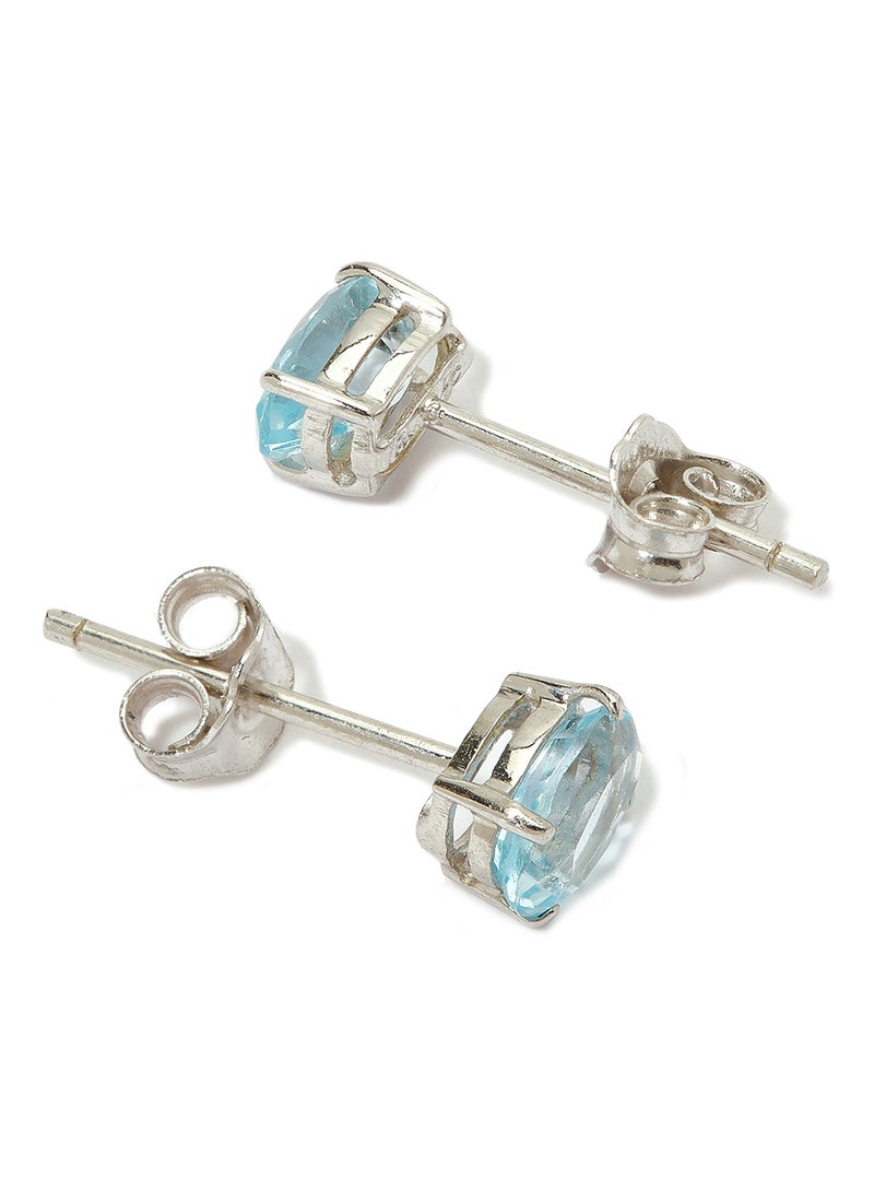 Capri Gold 18 Karat White Gold Aquamarine Oval Earrings - Image 2