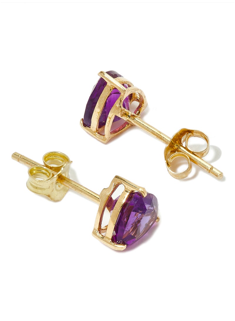 Capri Gold 18 Karat Gold Amethyst Trilliant Earrings  - Image 2