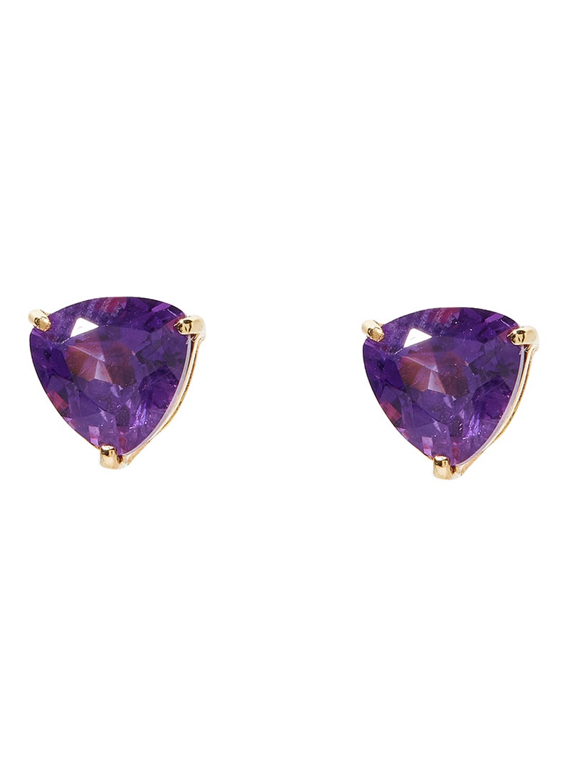 Capri Gold 18 Karat Gold Amethyst Trilliant Earrings  - Image 1