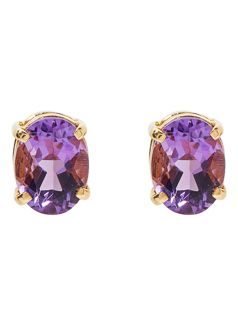 Capri Gold 18 Karat Gold Amethyst Oval Earrings  - Image 1