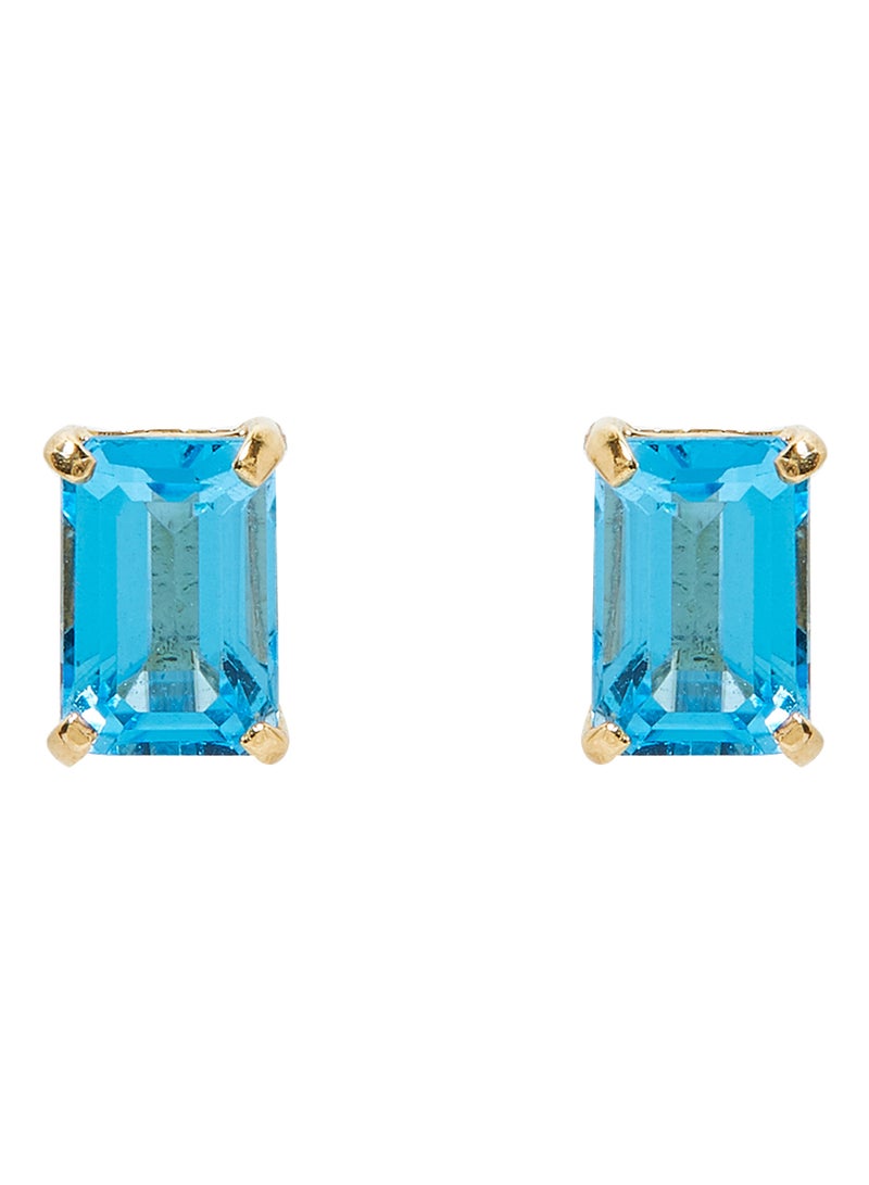 Capri Gold 18 Karat Gold Blue Topaz Rectangular Earrings - Image 1