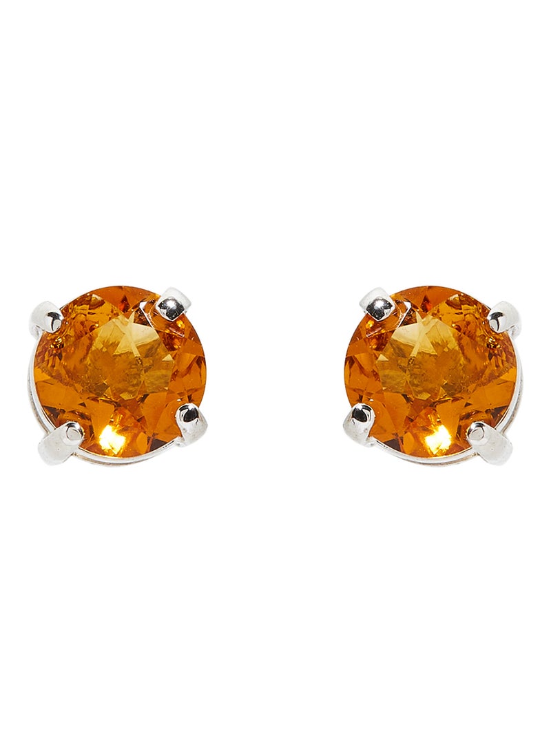 Capri Gold - 18 Karat Gold Citrine Round Earrings - Image 1