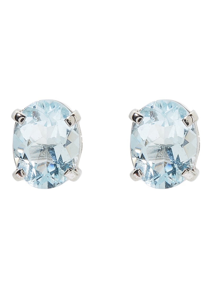 Capri Gold 18 Karat White Gold Aquamarine Oval Earrings - Image 1