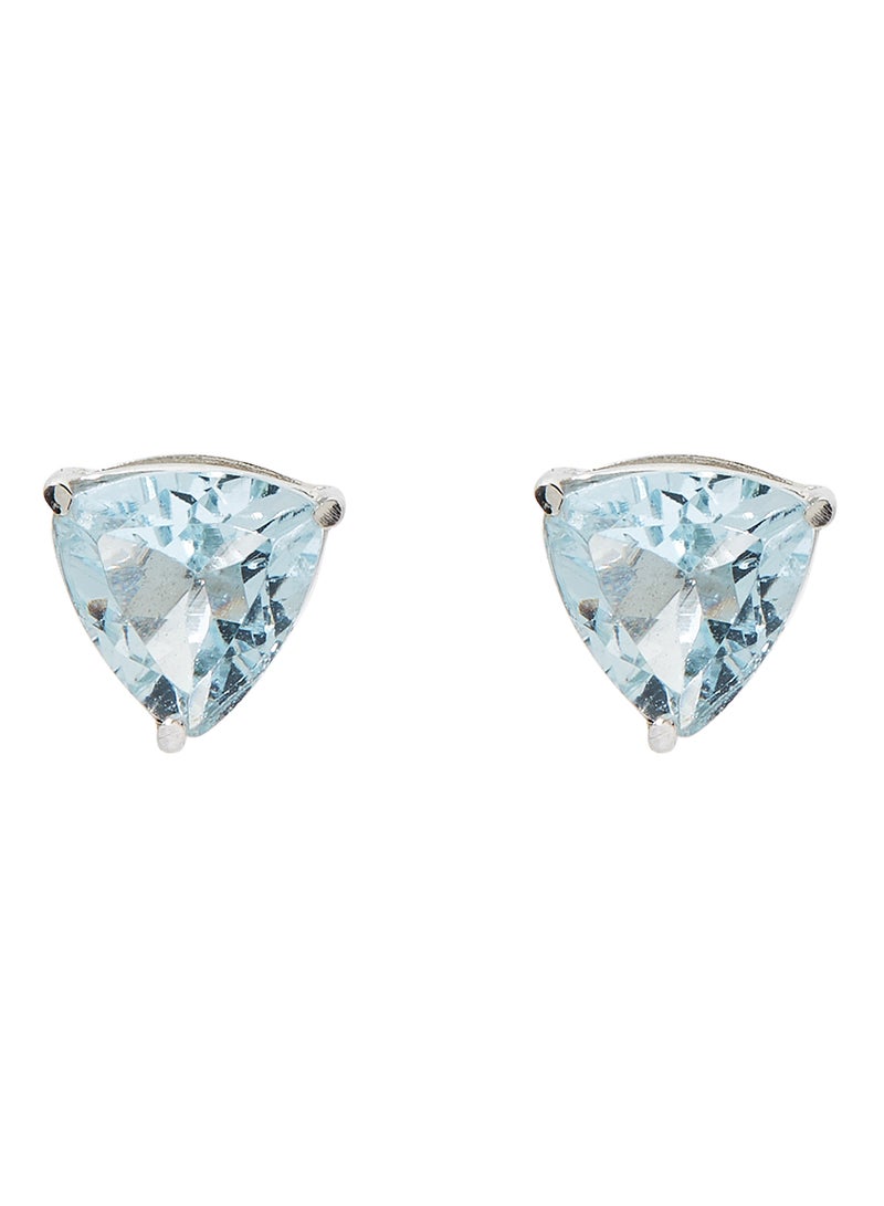 Capri Gold 18 Karat White Gold Aquamarine Trilliant Earrings - Image 1