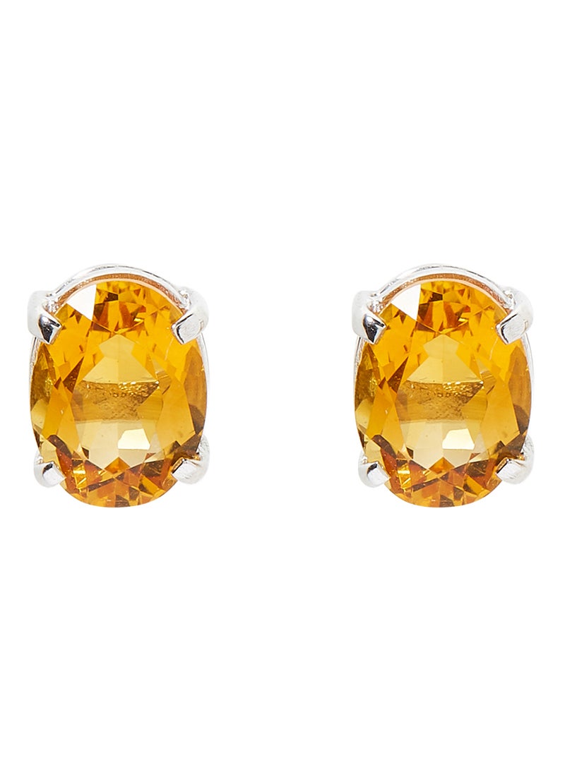 Capri Gold 18 Karat White Gold Citrine Oval Earrings - Image 1