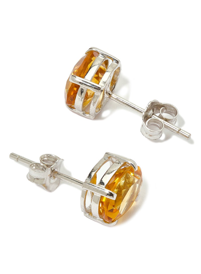 Capri Gold 18 Karat White Gold Citrine Oval Earrings - Image 2