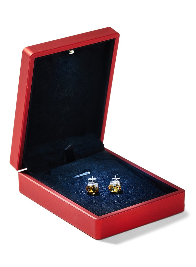 Capri Gold 18 Karat White Gold Citrine Oval Earrings - Image 3