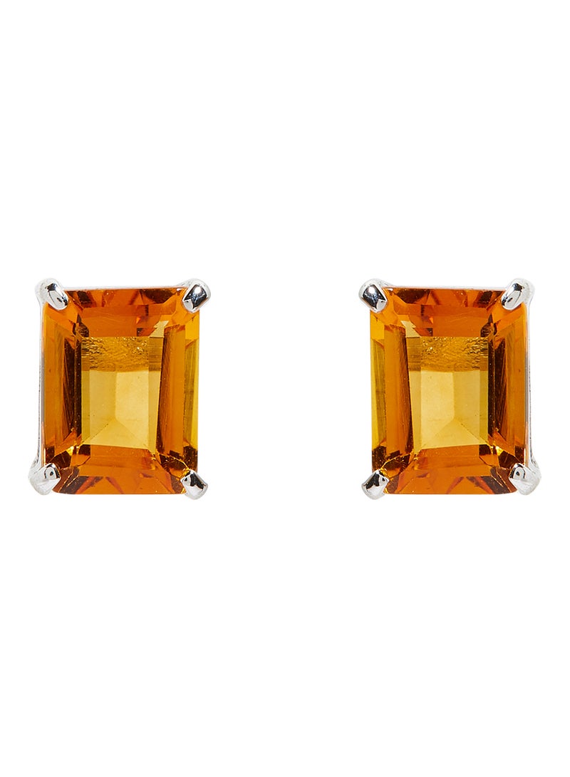 Capri Gold 18 Karat White Gold Citrine Rectangular Earrings - Image 1