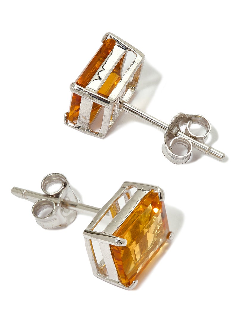Capri Gold 18 Karat White Gold Citrine Rectangular Earrings - Image 2