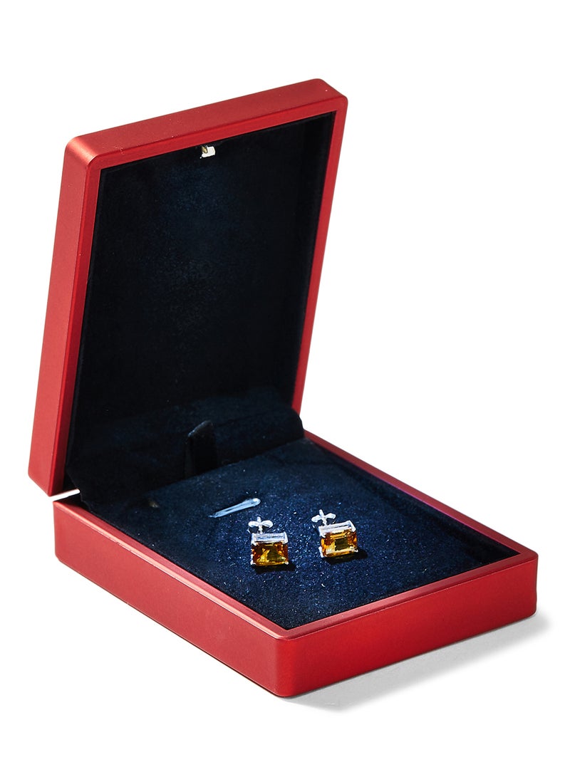 Capri Gold 18 Karat White Gold Citrine Rectangular Earrings - Image 3