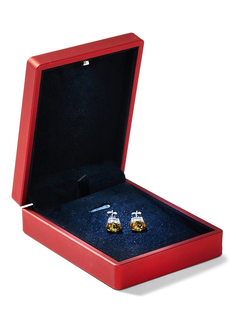 Capri Gold - 18 Karat Gold Citrine Oval Earrings - Image 1