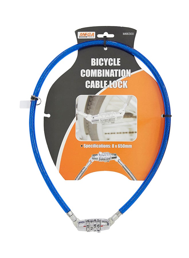 MEGA Bicycle Combination Cable Lock Blue/Silver - Image 2