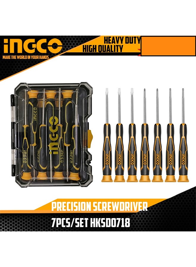 INGCO 7-Piece Heavy Duty Precision Screwdriver Set Black/Yellow/Silver - Image 2