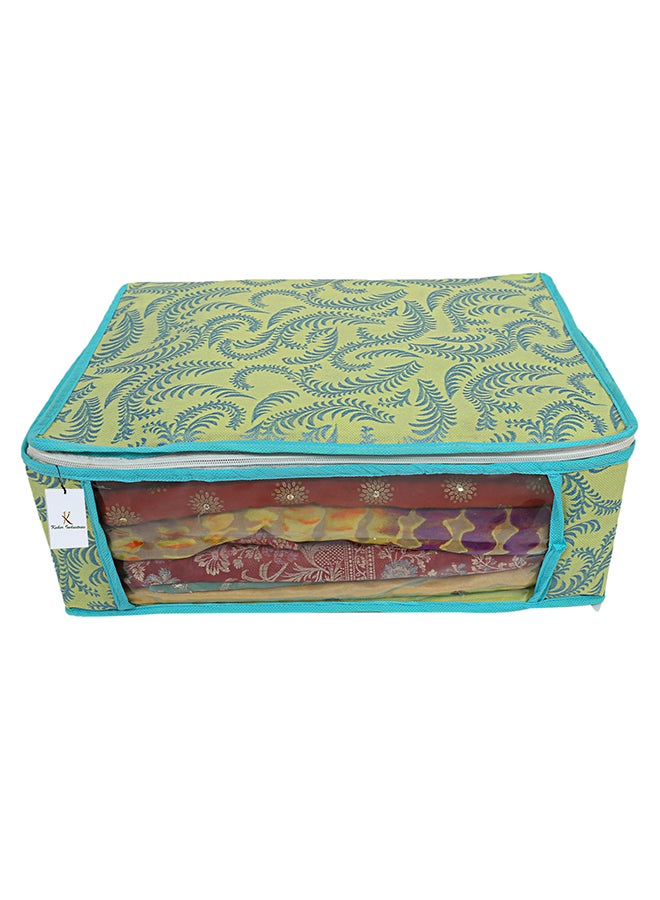 Kuber Industries 2-Piece Non Woven Saree Cover Set Green/Yellow - Image 2