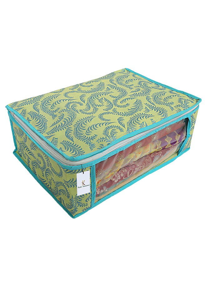 Kuber Industries 2-Piece Non Woven Saree Cover Set Green/Yellow - Image 3