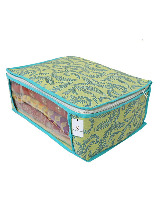 Kuber Industries 2-Piece Non Woven Saree Cover Set Green/Yellow - Image 4