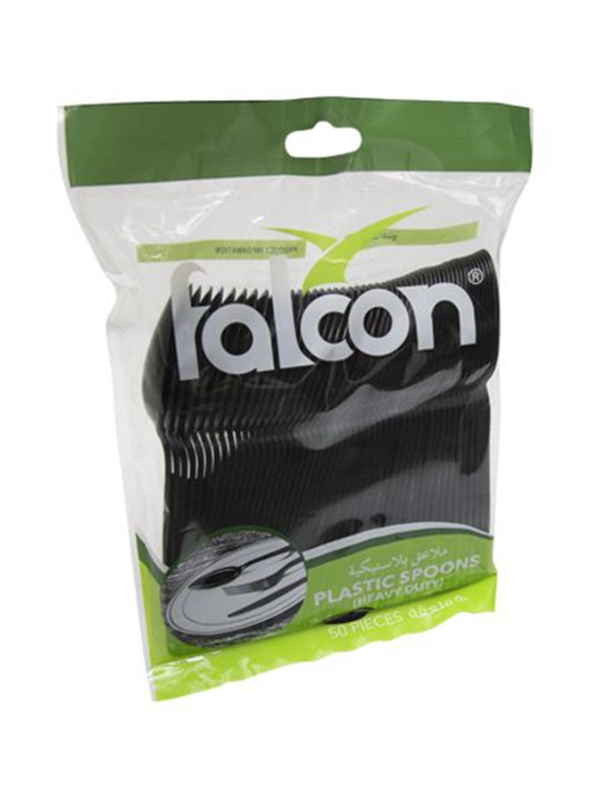 Falconpack 50-Piece Plastic Table Spoon Black 17.9centimeter