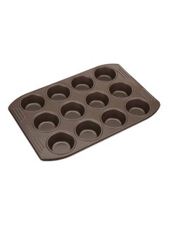 Easy Grip 12-Cavity Carbon Steel Muffin Pan Brown 39.5 x 26 x 3cm