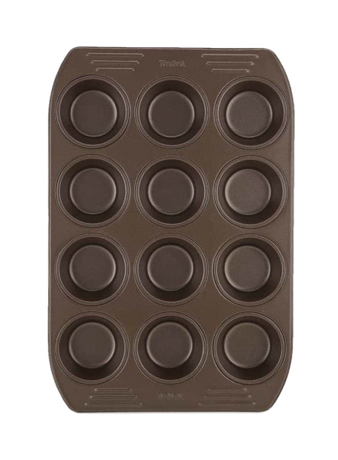 Tefal - Easy Grip 12-Cavity Carbon Steel Muffin Pan Brown 39.5 x 26 x 3cm - Image 1