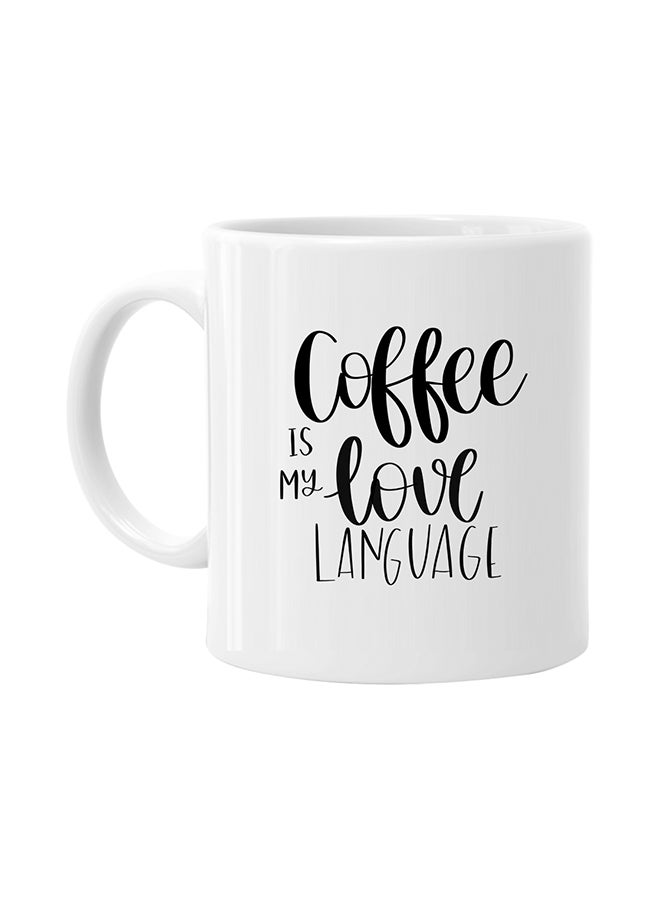إم إي سي مج بطبعة عبارة "Coffee is my Love Language" أبيض