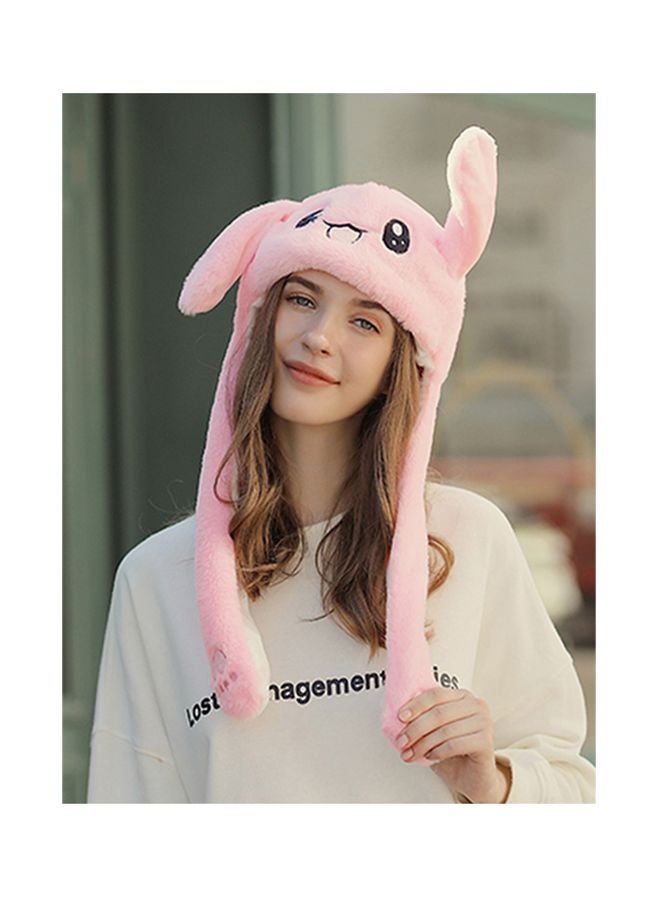 Plush Cartoon Designed Hat Pink/White