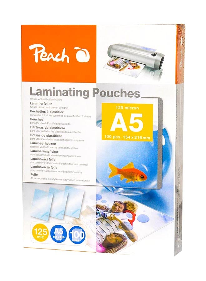 Peach 125-Piece Laminating Film Pouches Set Multicolour - Image 1