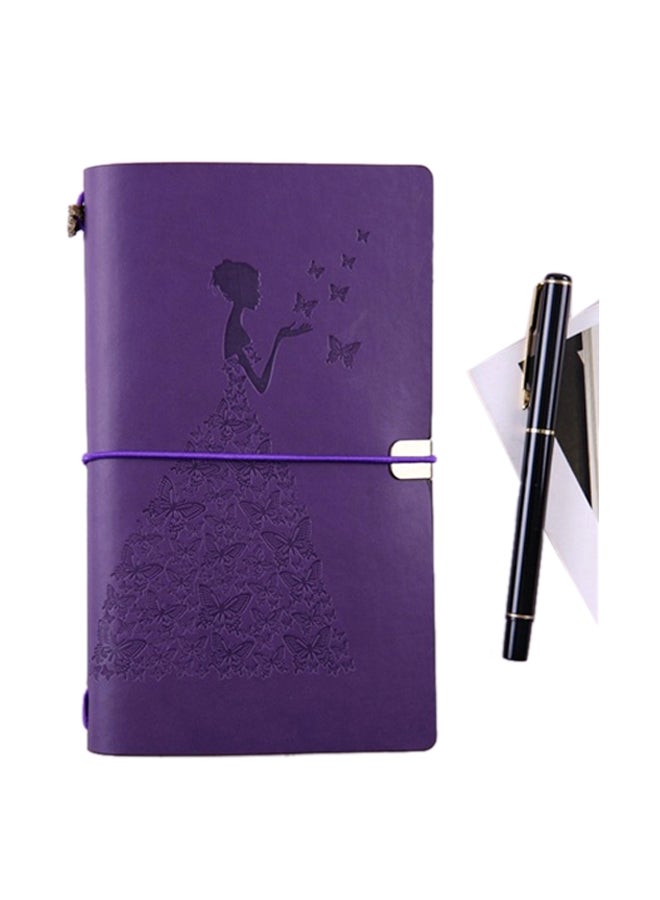 Pretty Butterfly Lady Vintage Travelers Notebook Purple