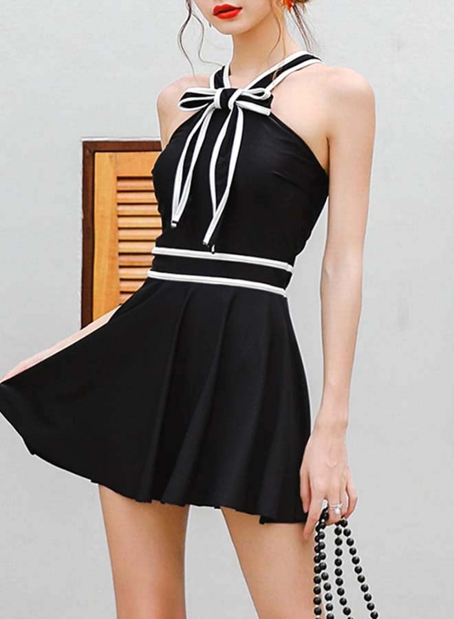 Boxers High Waist Outdoor Beach Swimwear Dress Black - Image 2
