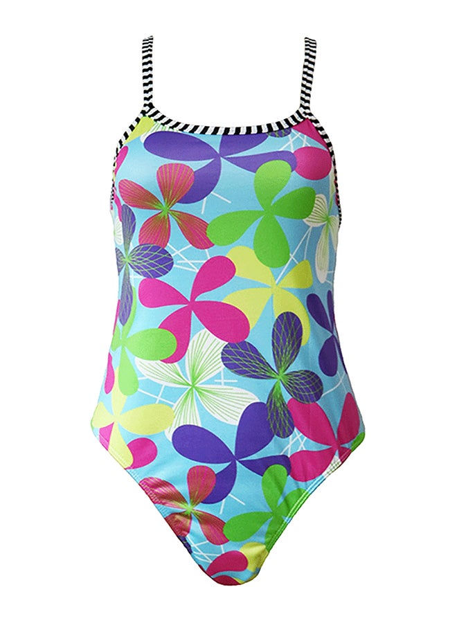 Sweet Floral Back Hollow Tankini Swimsuit Multicolor - Image 1