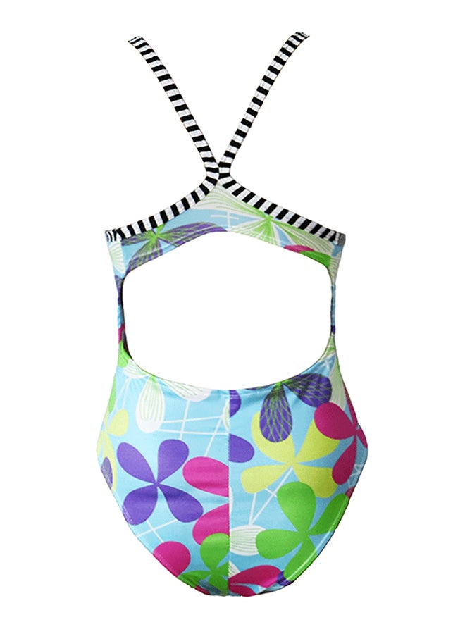 Sweet Floral Back Hollow Tankini Swimsuit Multicolor - Image 2