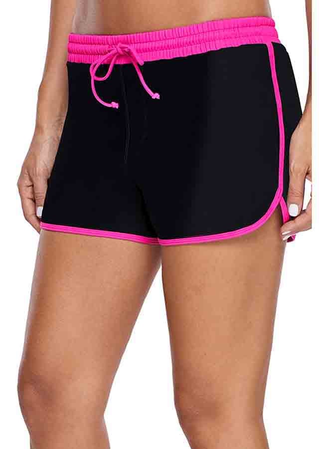 Swimsuit Solid Elastic Casual Comfy Shorts Pink/Black - Image 1