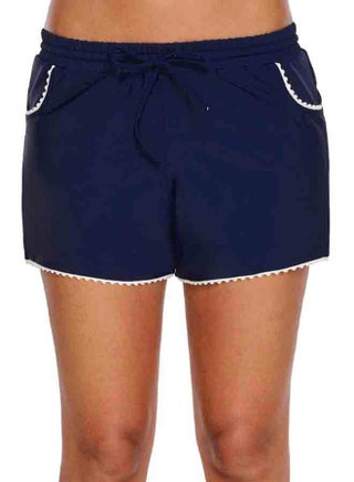 Solid Brief Design Beach Shorts Deep Blue
