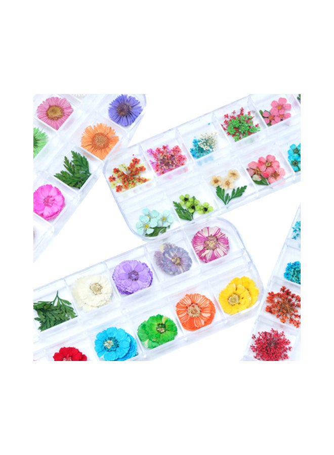 مجموعة عبوات إكسسوارات لتزيين الأظافر على شكل زهور مكونة من 12 قطعة موضوعة في علبة متعدد الألوان - Image 2
