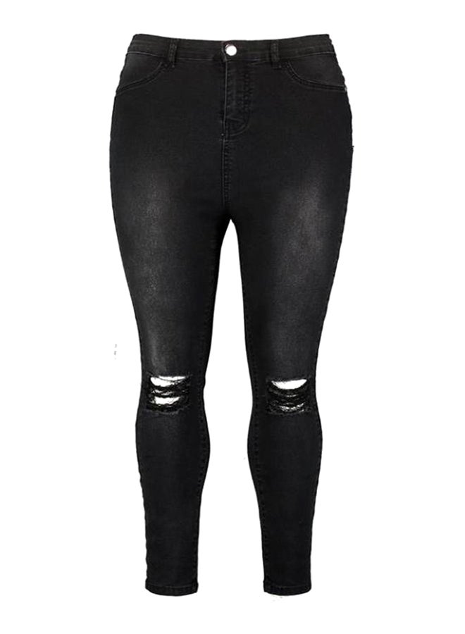 Fashion Slim High Waist Jeans Pant Black - Image 1
