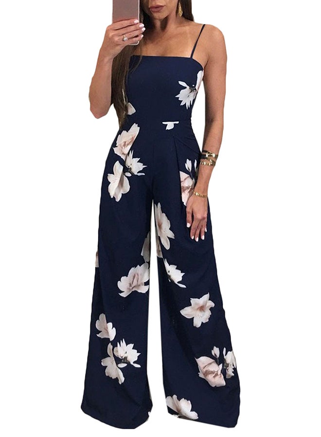 Sleeveless Floral Print Bow Jumpsuit Multicolor  - Image 2