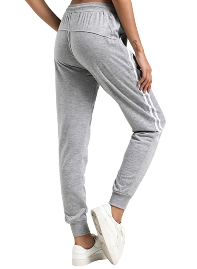 Peg Striped Belt Pocket Trousers Light Grey - Image 3