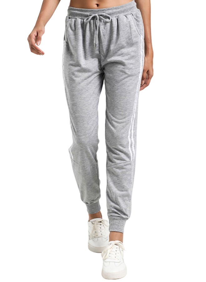 Peg Striped Belt Pocket Trousers Light Grey - Image 2