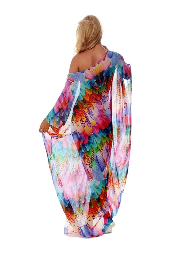 Fashion Floral Pattern Short Sleeve Cover Up Dress Multicolour - Image 3