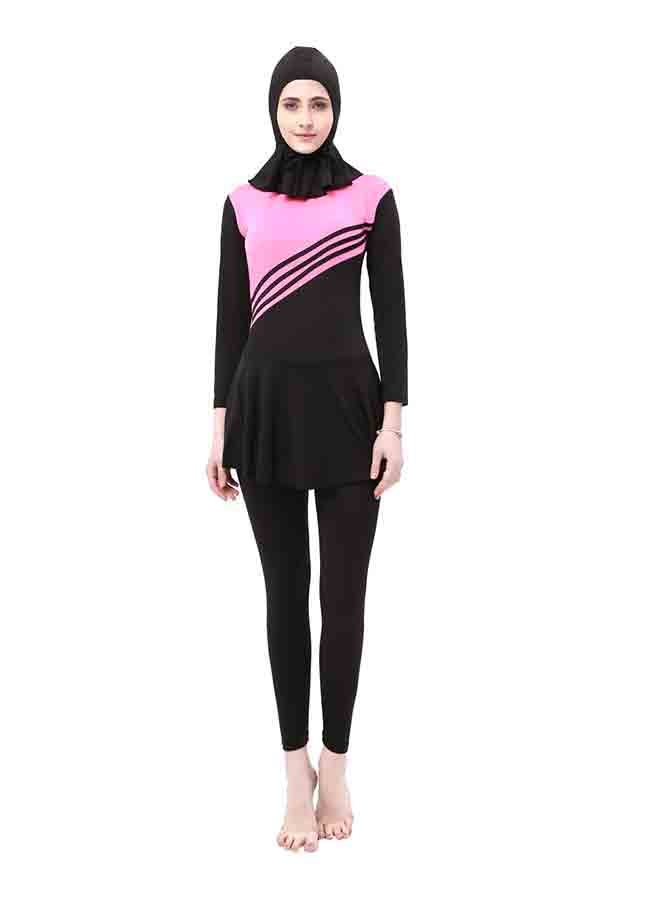 Generic - Long Ruffled 3 Piece Set With Hat Pink&black - Image 1